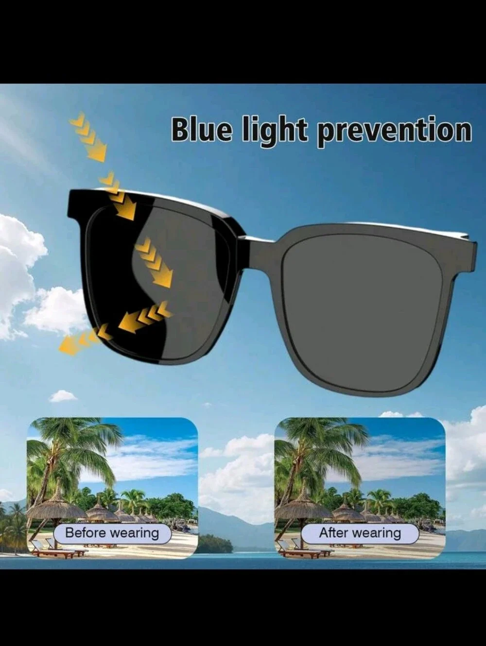 Wireless Smart Glasses with Bluetooth Audio - Black